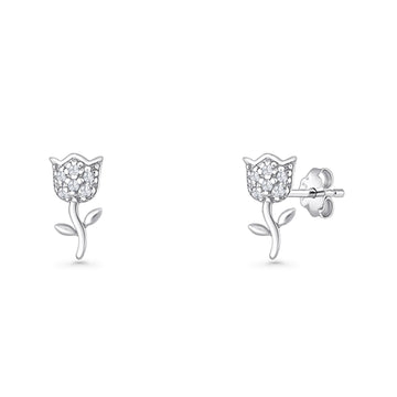 Tulip Rose Flower Stud Earring